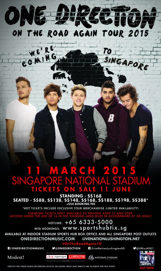 ONE DIRECTION On The Road Again Tour In Singapore March 2015.