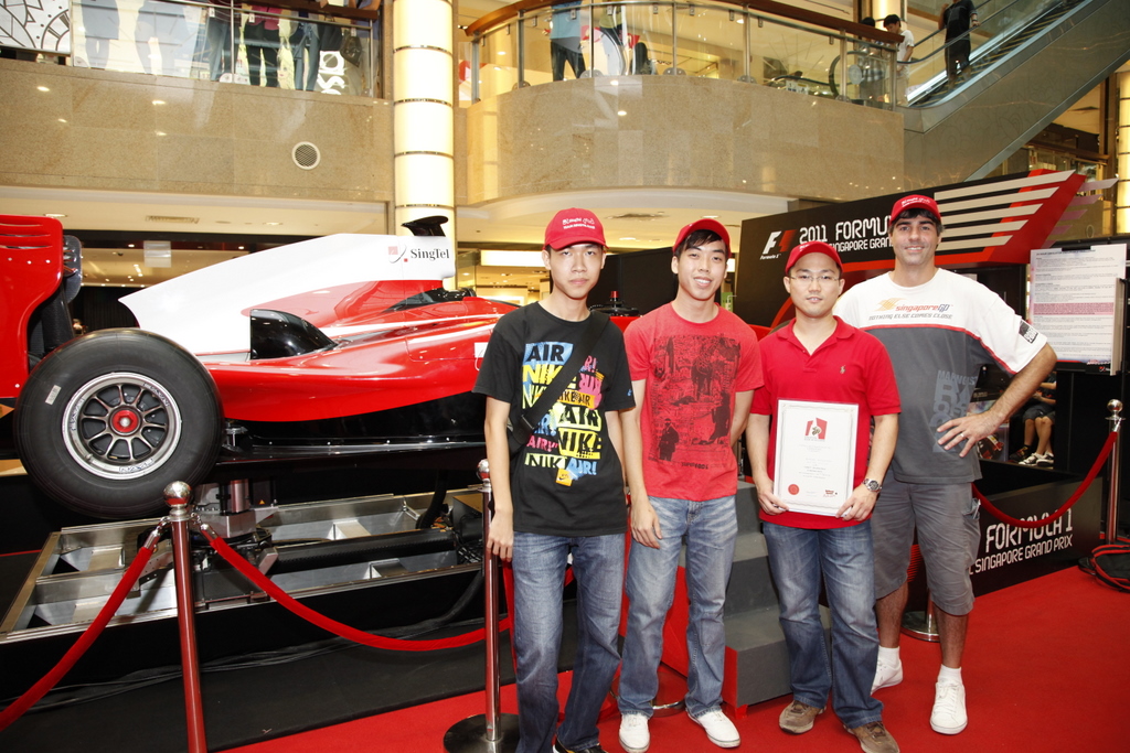 The winning team of the 24-Hour Simulator Challenge. (L to R, Jackson Tham, Jason Lin, Sean Tan with Team Leader Antoine)