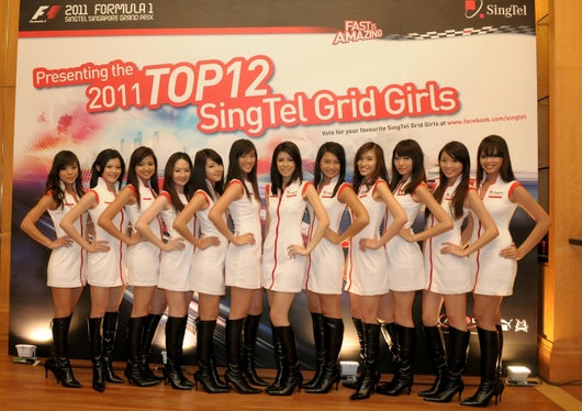 The top 12 finalists of the SingTel Grid Girls 2011 were chosen out of a record number of 500 sign-ups