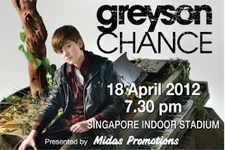 Greyson Chance comes to Singapore April 2012
