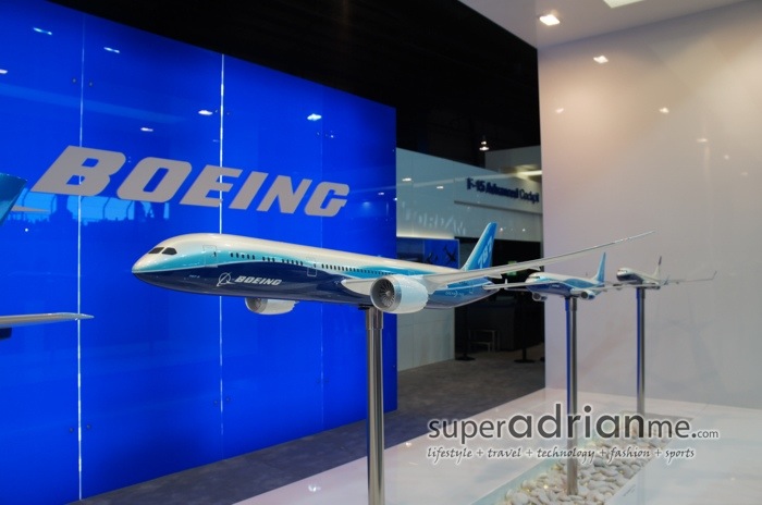 Boeing Model plane at the booth at Singapore Airshow 2012