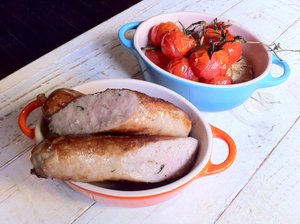 Cocotte - Toulouse Sausages and Slow Roasted Vine Tomatoes and Garlic