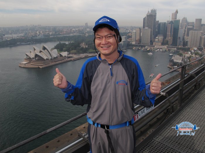 SUPERADRIANME at the top of the Sydney Harbour Bridge