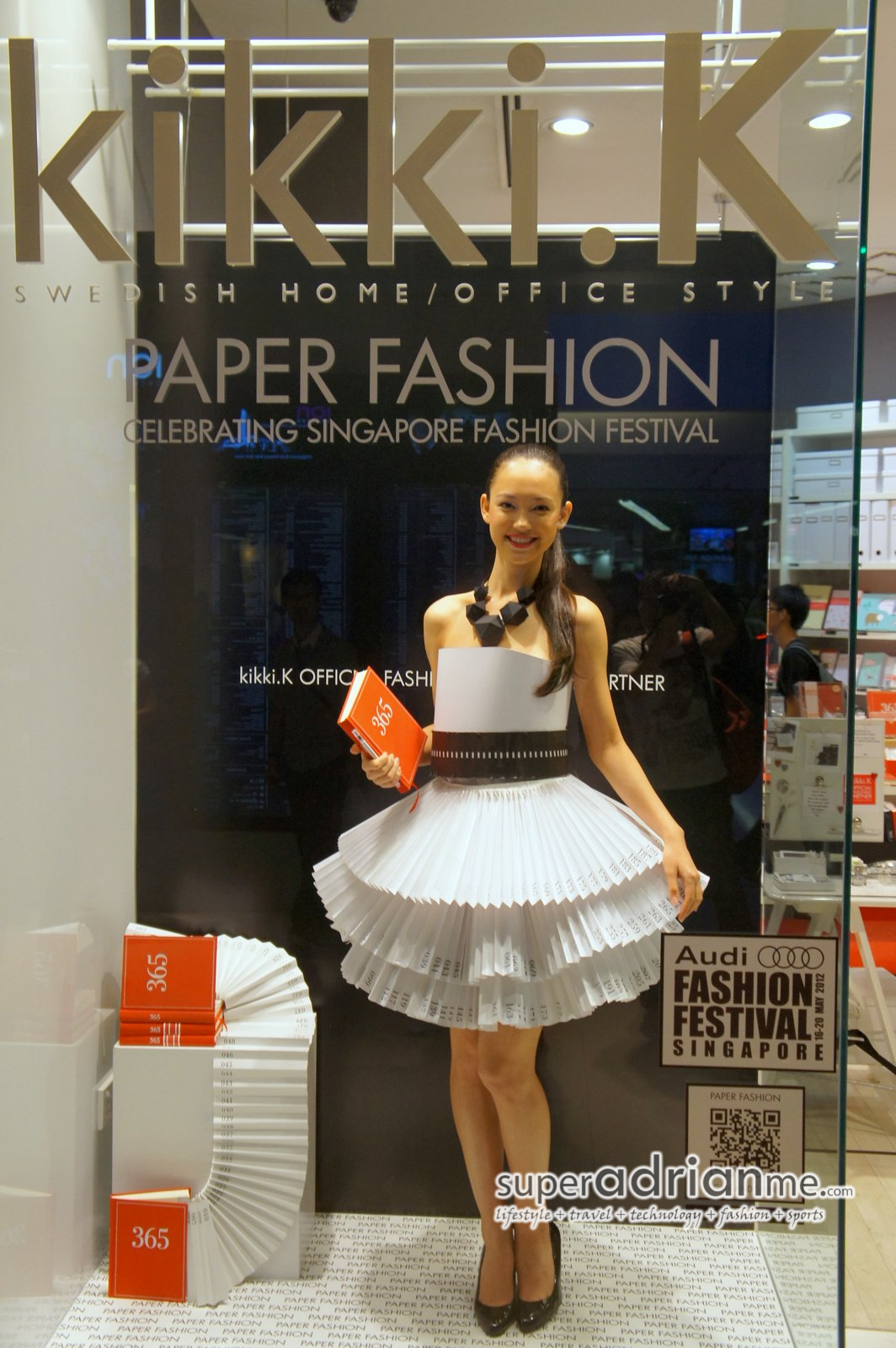 Elite Model Fiona Fussi in a kikki.K Paper Dress