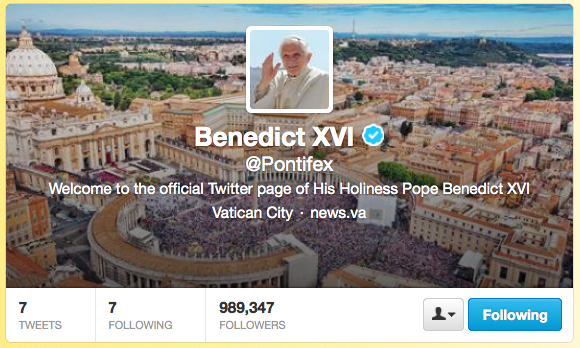 POPE BENEDICT XVI TWIITER ACCOUNT