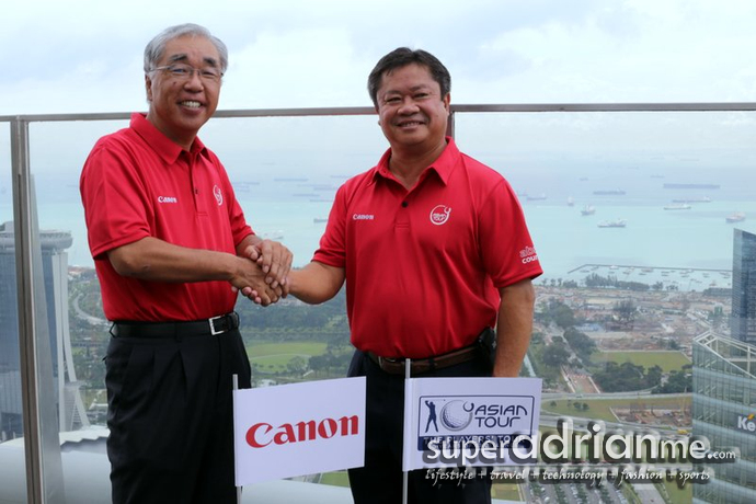 Kensaku Konishi, Canon South and Southeast Asia President & CEO with Kyi Hla Han, Asian Tour Executive Chairman