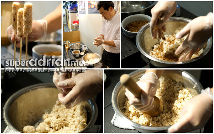Hand made Kiritanpo - grilled rice skewers Hand made Kiritanpo - grilled rice skewers