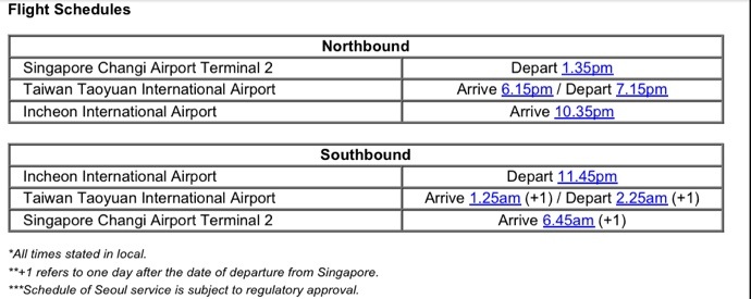 SCOOT - SINGAPORE - SEOUL Flight Schedule