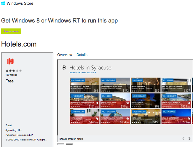 HOTELS.com for Windows 8