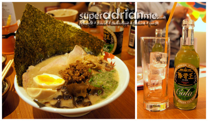 Autumn Ramen with All Toppings (S.90) and Tonkotsu King Japanese Green Tea Cola | SUPERADRIANME.com Autumn Ramen with All Toppings (S.90) and Tonkotsu King Japanese Green Tea Cola