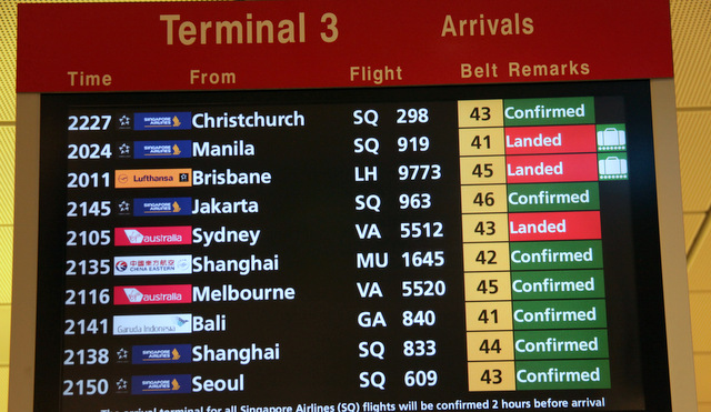 Changi Airport Terminal 3 Flight Arrivals