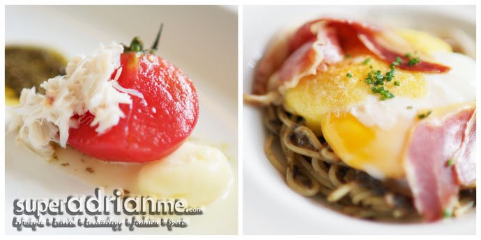 Crab & Tomato Momotaro and Sous Vide Egg & Spaghettini Skyve Elementary Bistro & Bar