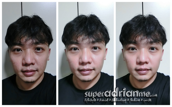 From left to right: No Makeup Mode, Makeup Mode strength 6(half) and Makeup Mode strength 12(max)