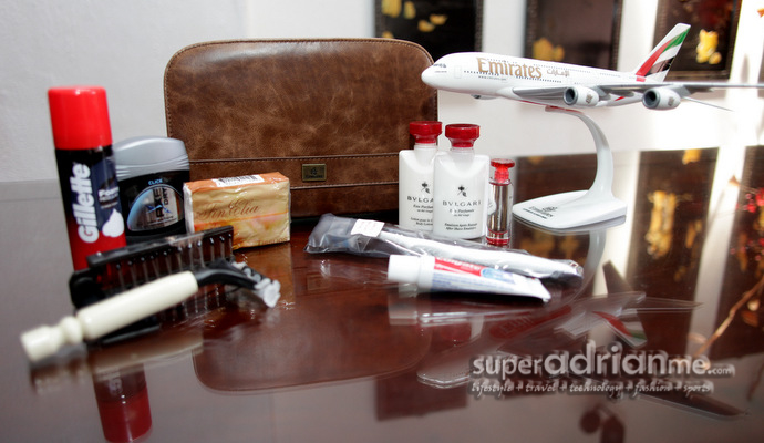 First Class amenity kits for men on Emirates