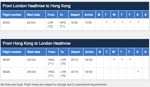 BA- A380-Heathrow - Hong Kong Route