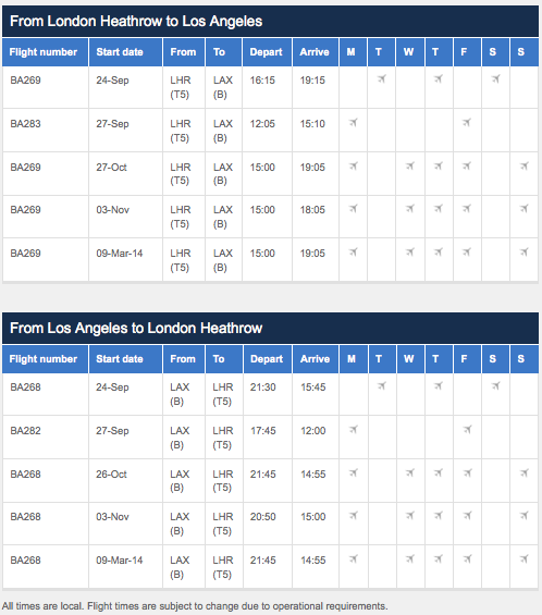 BA-A380-Heathrow-Los Angeles Route