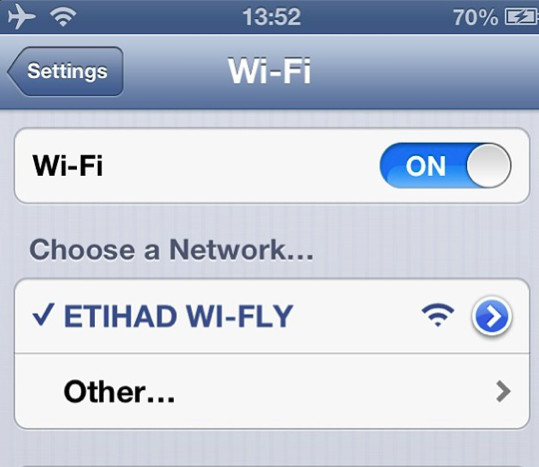 Etihad Airways Wi-Fly Service