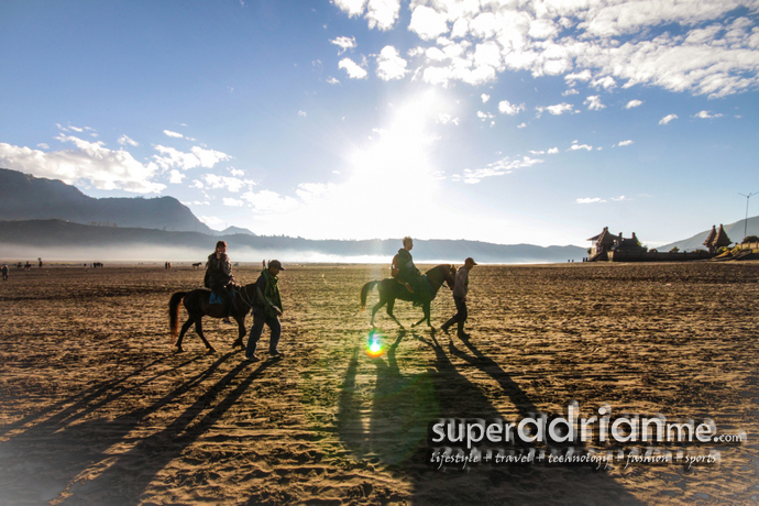 Horse riding to foot of Mount Bromo