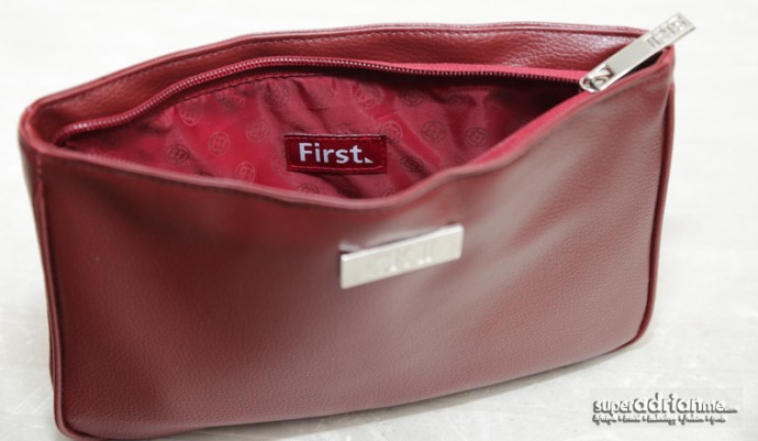 Qantas First Class Amenity Kits - Qantas Branding on the inside of the wash bag