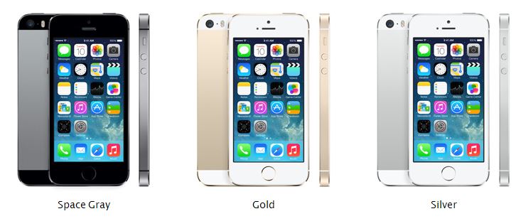 iPhone 5S in Gray, Gold and Silver