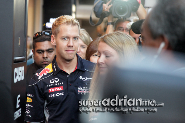 Sebastian Vettel at Casio's G-Premium Store opening at Marina Bay Sands on 19 September 2013.