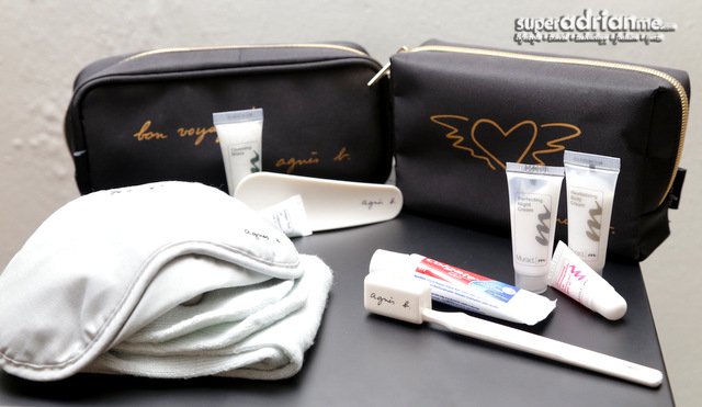 Cathay Pacific Business Class Men and Women amenity kits with Murad products