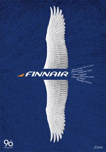 Finnair 90th Anniversary Poster by Erik Bruun