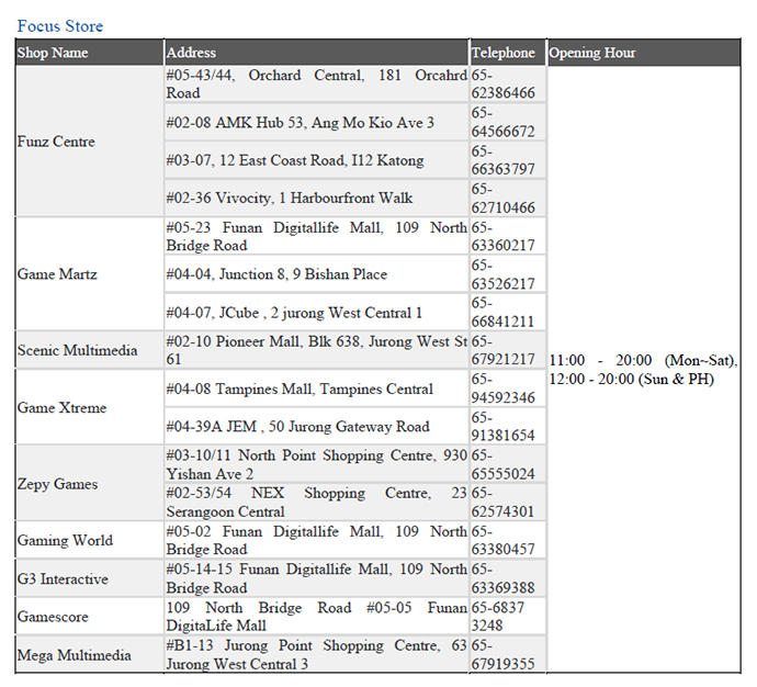 PS4 pre order store list singapore