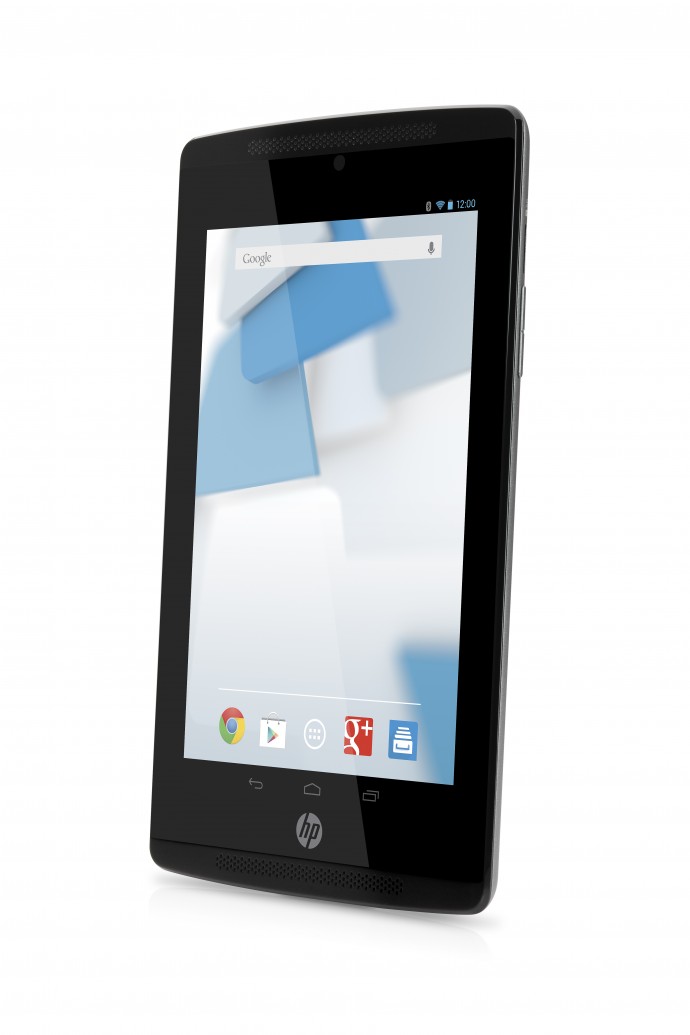 HP Slate7 Extreme Tablet, Silver with Android screen, Left facing