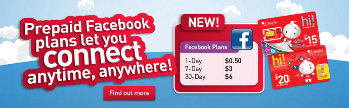 SingTel Prepaid Mobile Facebook Plan From 50 Cents A Day