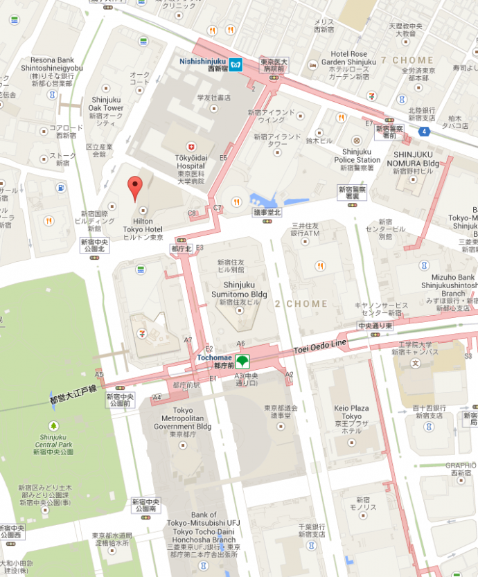 Map of Hilton Tokyo