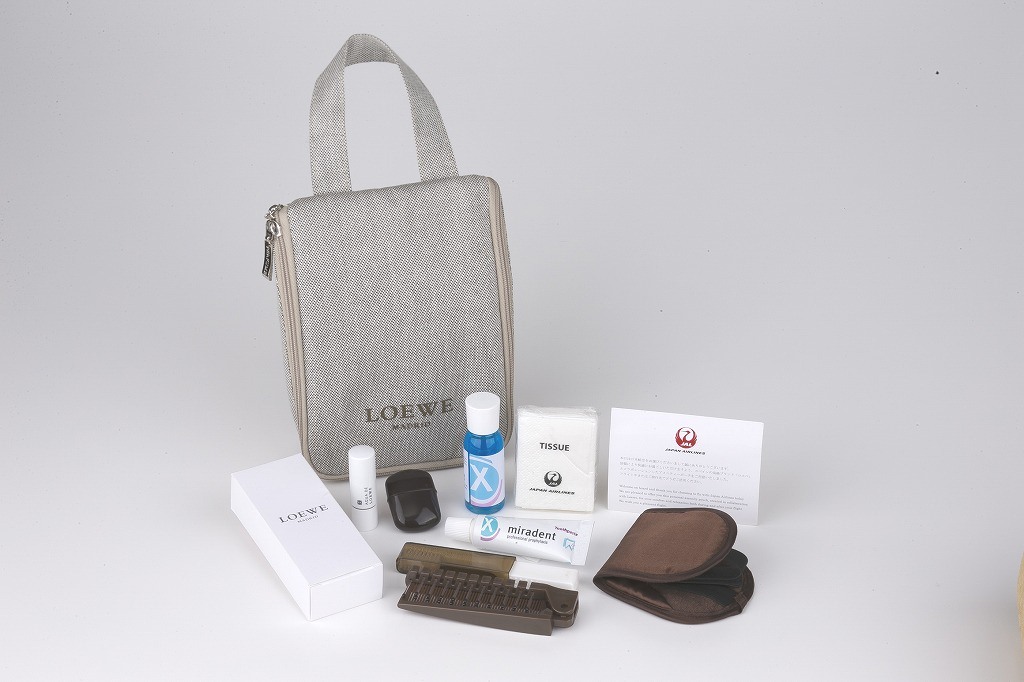 JAL New International First Class Amenity Kit and contents