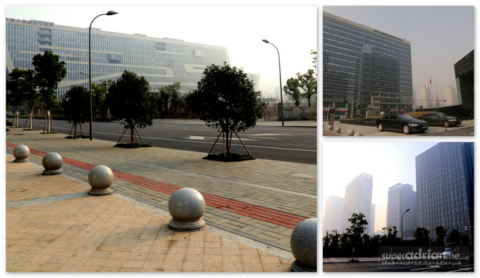 Buildings around the Pan Pacific Serviced Suites and Hotel Ningbo, China.