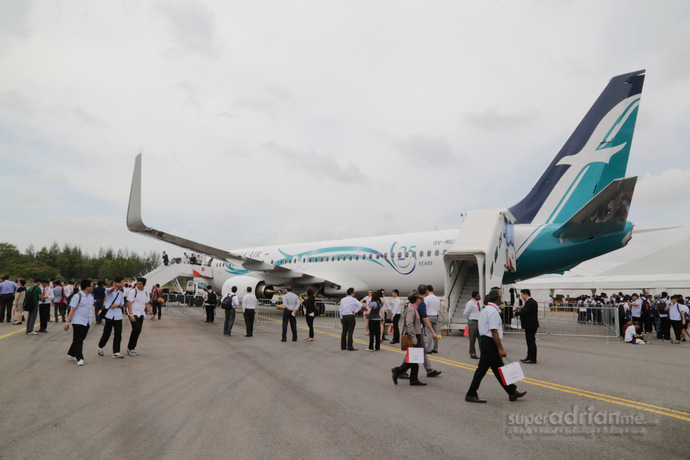 SilkAir's latest Boeing 737-800NG being displayed at the Singapore Airshow 2014