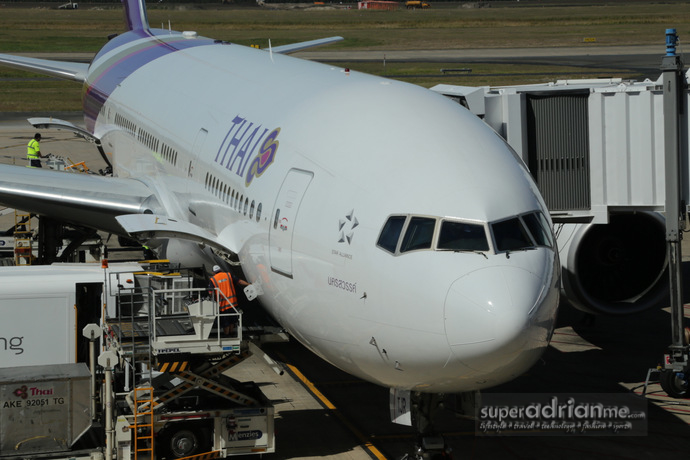 Thai Airways in Brisbane Airport Closeup