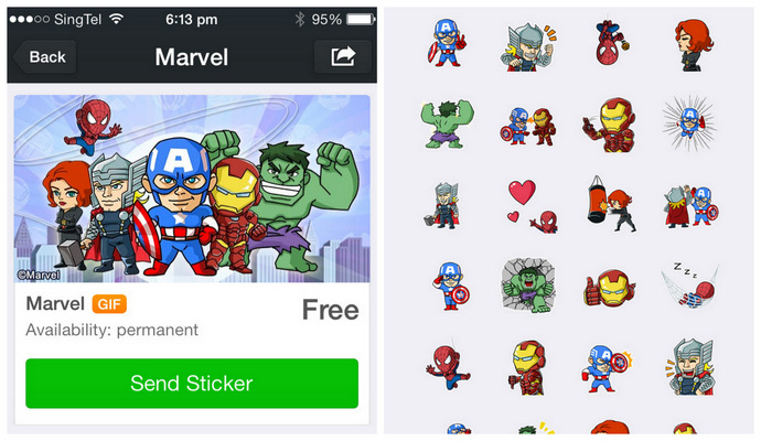 Marvel Super Heroes Animated Stickers Free On WeChat
