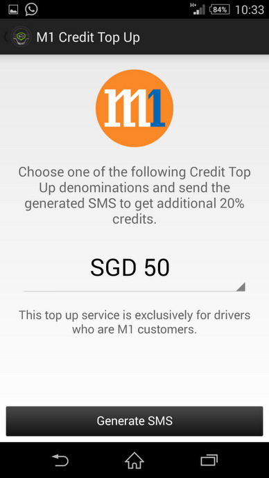 Screenshot of GrabTaxi billing service