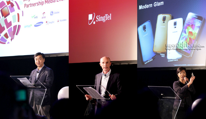 LtoR: Moon Soo Kim (President and CEO of Samsung Asia), Paul O'Sullivan (CEO Group Consumer, SingTel) and Irene Ng (Vice President, Marketing Samsung Asia)