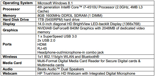  HP Pavilion Notebook PC 14