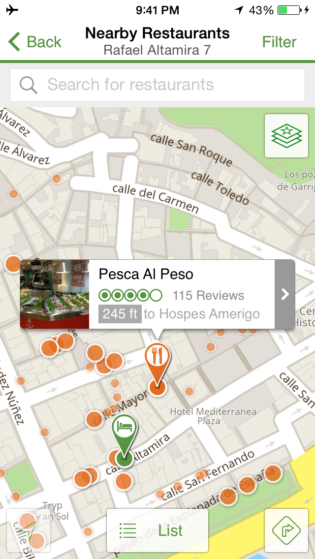 TripAdvisor App - Offline Functionality Maps