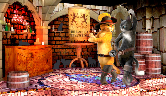 Universal Studios Singapore Puss In Boots' Giant Journey roller coaster ride & The Dance for the Magic Beans show