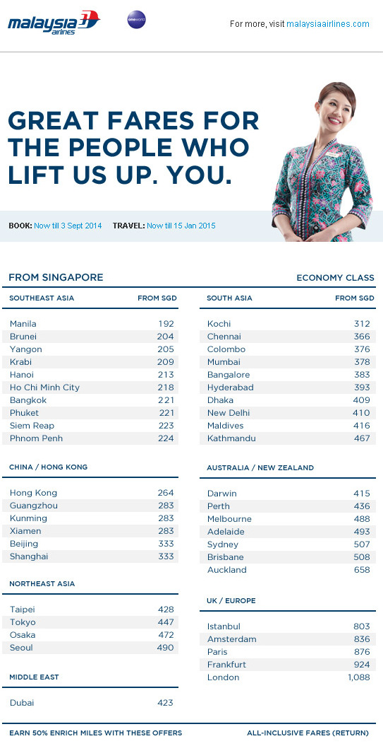 MALAYSIA AIRLINES NATAS 2014 Offers