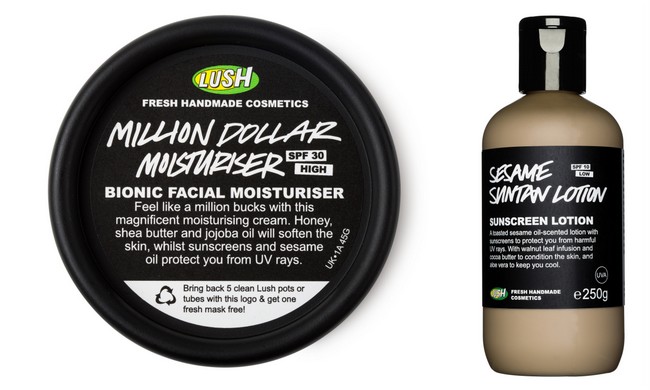 Lush Million Dollar Moisturiser and Sesame Suntan Lotion