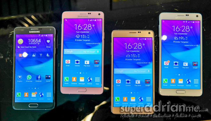 Samsung GALAXY Note 4 in Charcoal Black, Blossom Pink, Bronze Gold and Frosted White
