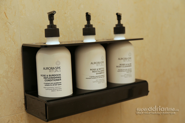 Aurora Spa products first spotted at the Qantas Singapore Lounge at Changi Airport.