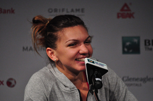 Obviously elated Simona addresses the press (Photo by Sean Long)