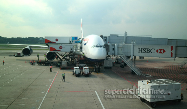 British Airways Seventh Airbus A380 GXLEG in Singapore Changi Airport 29 October 2014