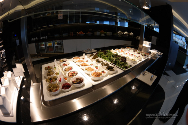 A section of the buffet spread at the Etihad Airways First and Business Lounge in Sydney.