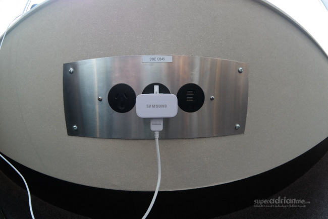 Plenty of charging docks throughout the lounge. 