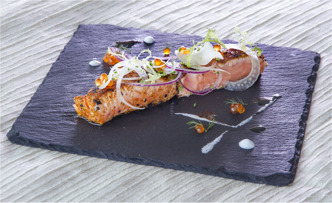 Spuds & Aprons Festive Set Lunch Togarashi Pan-Seared Norwegian Salmon